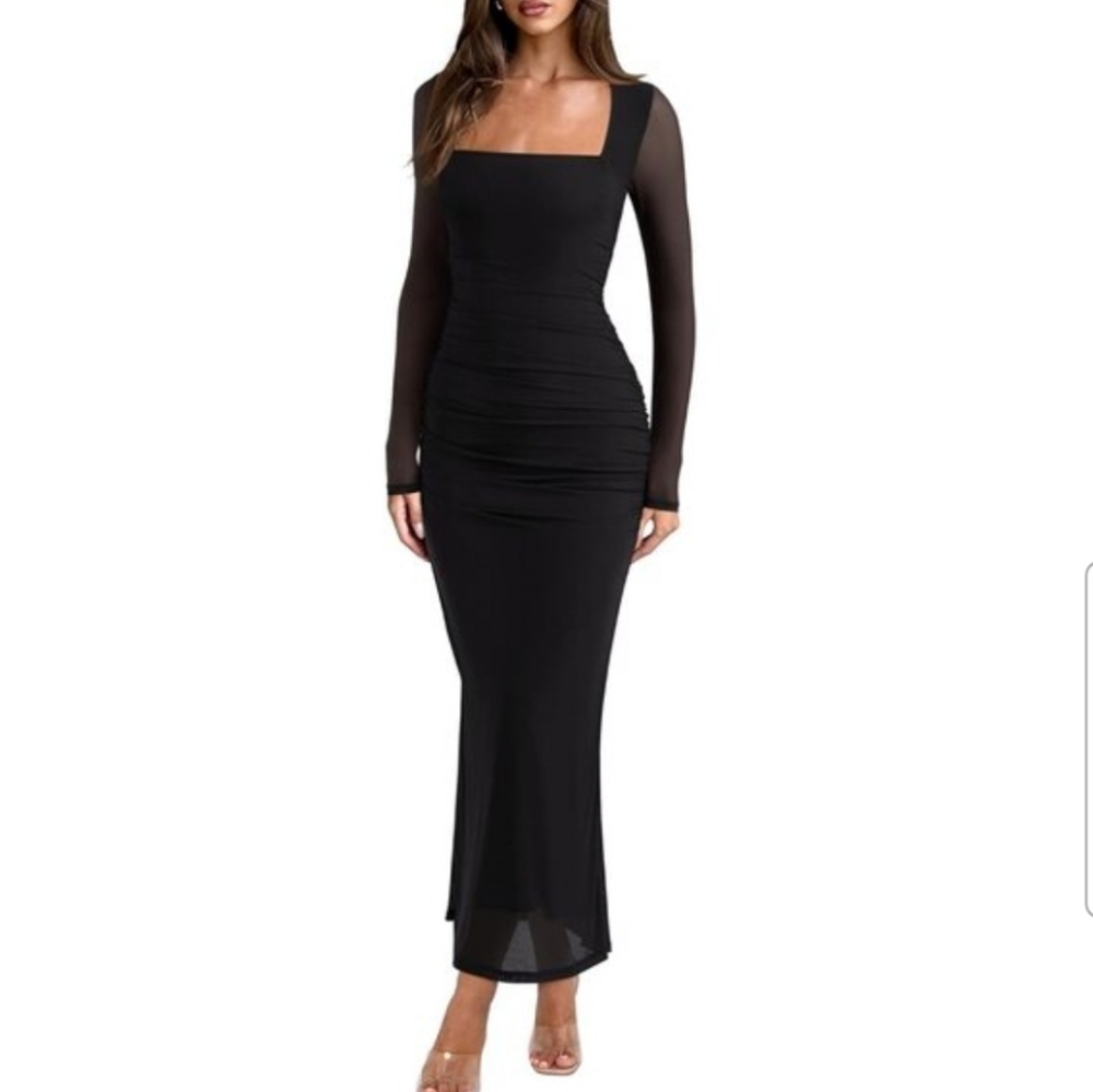 ReoRia Black Long Sleeve Maxi Dress